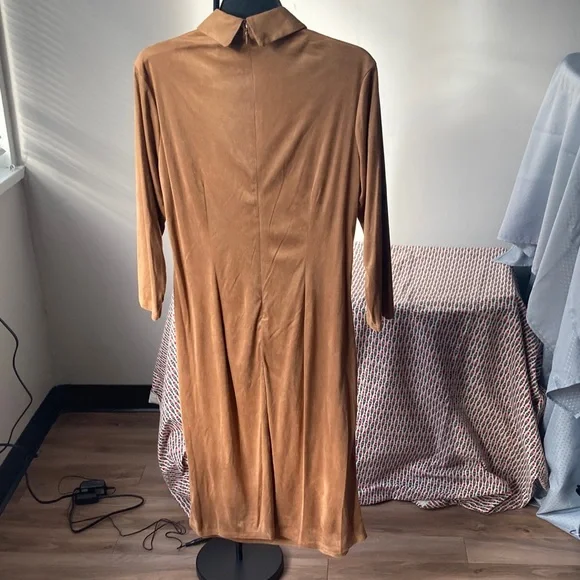 Sami & Jo dress collared camel colored casual boho office neutral business L - Picture 11 of 17